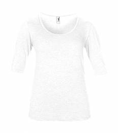 ANVIL Women's Tri-Blend Deep Scoop 3/4 Sleeve Tee ΛΕΥΚΟ