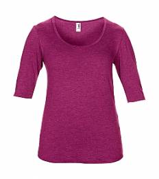 ANVIL Women's Tri-Blend Deep Scoop 3/4 Sleeve Tee RASPBERRY