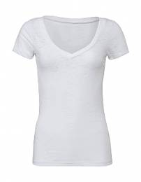 BELLA CANVAS Burnout V-Neck T-Shirt ΛΕΥΚΟ