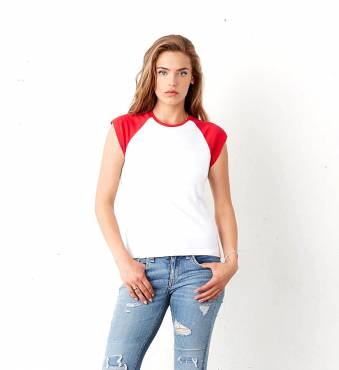 BELLA CANVAS Cap Sleeve Contrast Raglan T-Shirt ΓΥΝΑΙΚΕΙΟ