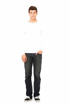 BELLA CANVAS Jersey Long Sleeve Henley ΑΝΤΡΙΚΟ ΛΕΥΚΟ