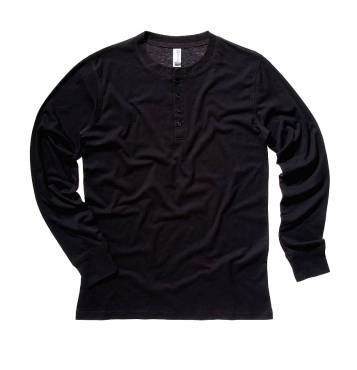 BELLA CANVAS Jersey Long Sleeve Henley ΑΝΤΡΙΚΟ ΜΑΥΡΟ