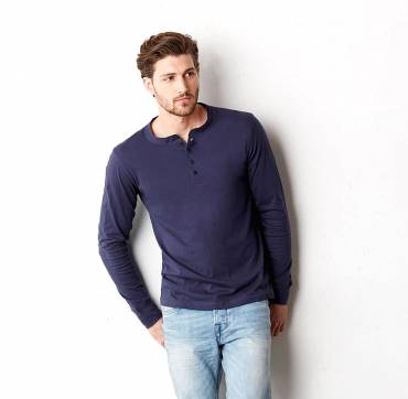 BELLA CANVAS Jersey Long Sleeve Henley ΑΝΤΡΙΚΟ