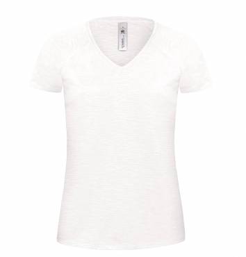 B&C Women V-Neck Slub ΓΥΝΑΙΚΕΙΟ CHIC WHITE