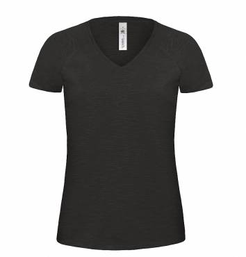 B&C Women V-Neck Slub ΓΥΝΑΙΚΕΙΟ CHIC BLACK