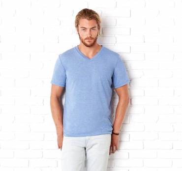 BELLA CANVAS Men's Triblend V-Neck T-Shirt ΑΝΤΡΙΚΟ BLUE TRIBLEND