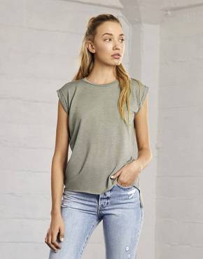 Women's Flowy Muscle Tee Rolled Cuff