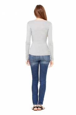 BELLA CANVAS Sheer Mini Rib LS V-Neck T-Shirt ΓΥΝΑΙΚΕΙΟ