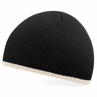 BEECHFIELD Two-Tone Beanie Knitted Hat ΜΑΥΡΟ/ΓΚΡΙ