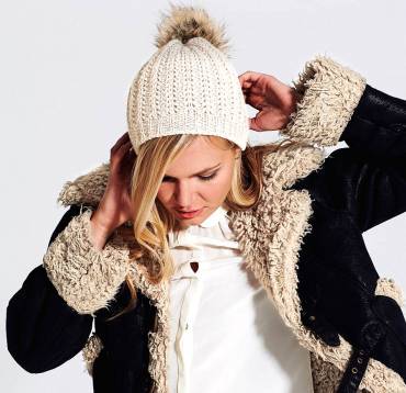 BEECHFIELD Faux Fur Pom Pom Beanie