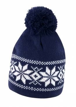 Result Fair Isles Knitted Hat ΜΠΛΕ/ΛΕΥΚΟ