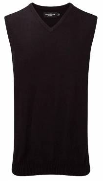 RUSSELL Mens V-Neck Sleeveless Knitted Pullover ΑΝΤΡΙΚΟ ΜΑΥΡΟ