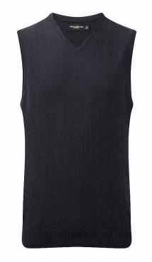 RUSSELL Mens V-Neck Sleeveless Knitted Pullover ΑΝΤΡΙΚΟ ΜΠΛΕ ΣΚΟΥΡΟ