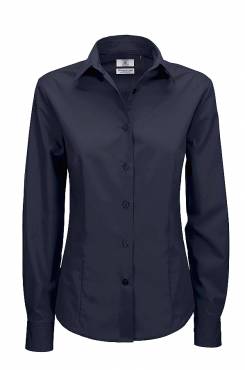 B&C Ladies' Smart Long Sleeve Poplin Shirt ΓΥΝΑΙΚΕΙΟ ΜΠΛΕ ΣΚΟΥΡΟ